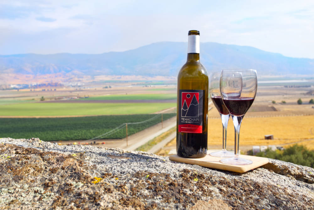 View of Tehachapi Winery from in the vineyard.